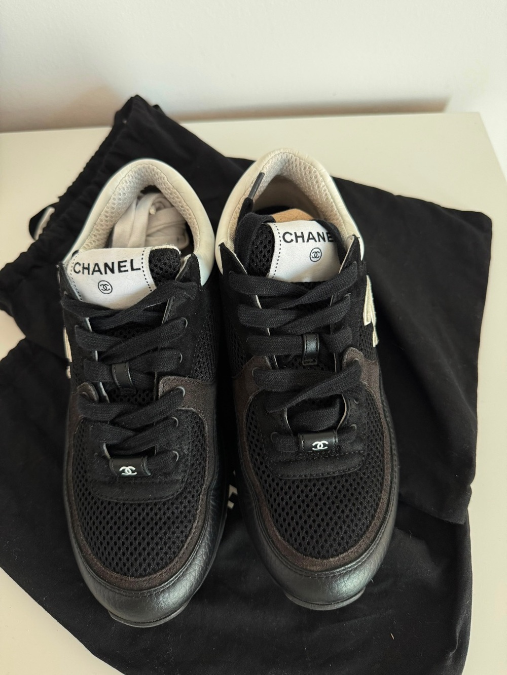 Chanel Black & White CC Logo Women's Sneakers - Picture 7 of 7